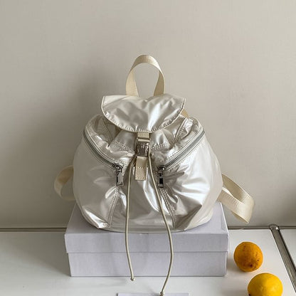 Plain Drawstring Buckled Backpack