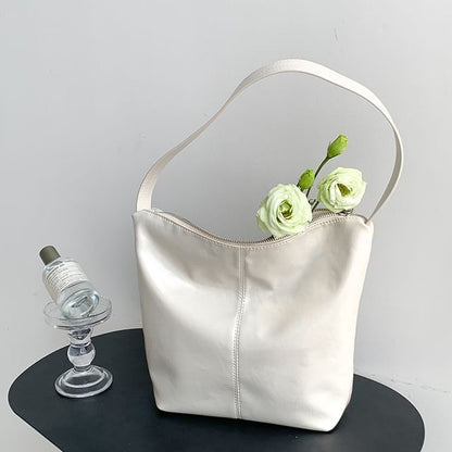 Plain Faux Leather Tote Bag