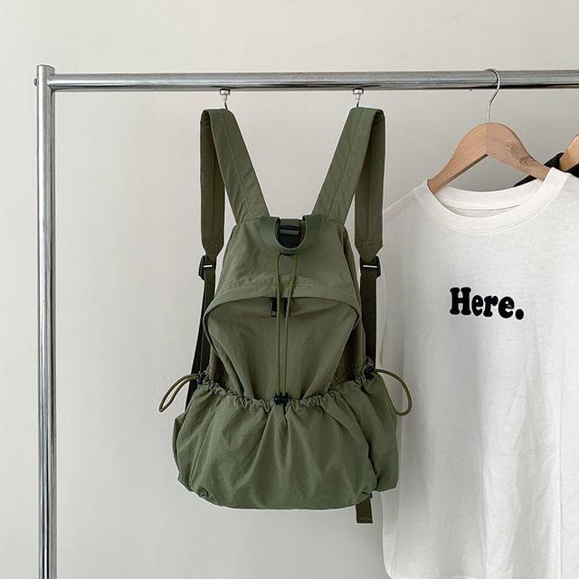 Plain Drawstring Nylon Backpack