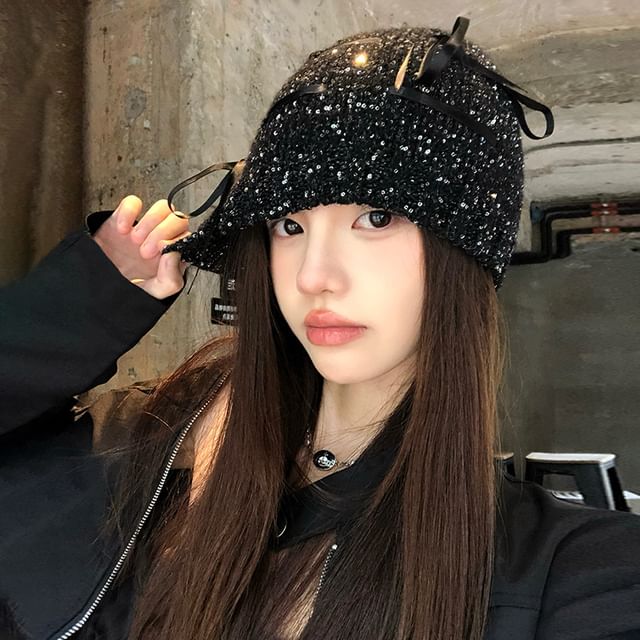 Sequin Beanie Bow
