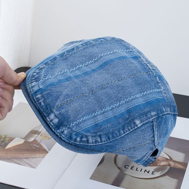 Flat Cap Washed Denim Striped