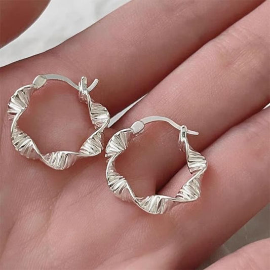 Boucles d'oreilles créoles torsadées en argent sterling 925