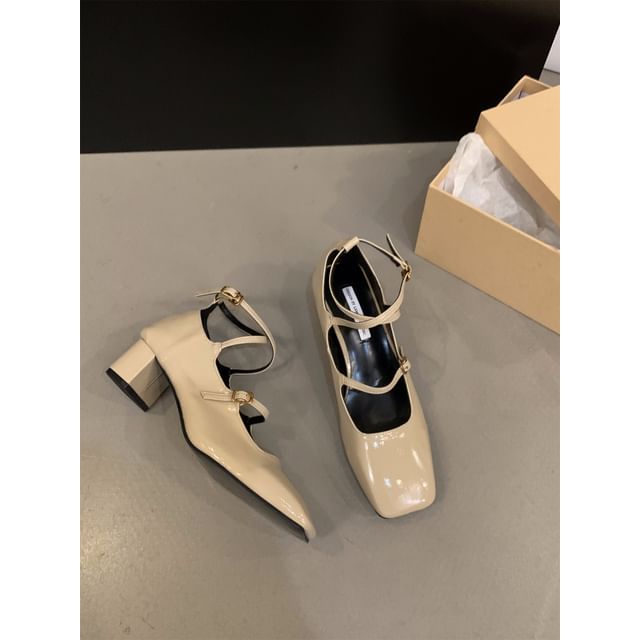 Chunky Heel Square-Toe Mary Jane Shoes