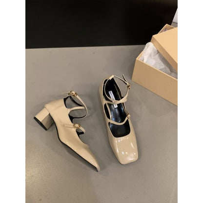 Chunky Heel Square-Toe Mary Jane Shoes