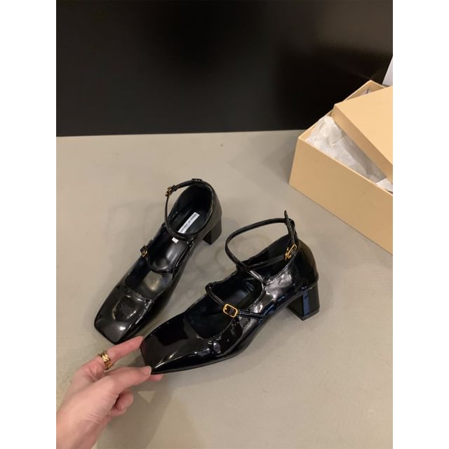 Chunky Heel Square-Toe Mary Jane Shoes