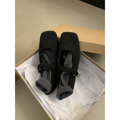 Square-Toe Mary Jane Flats