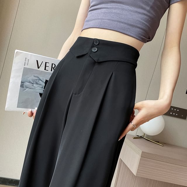 High Waist Plain Straight Leg Dress Pants