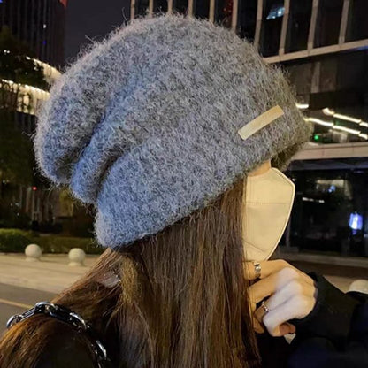 Plain Fuzzy Knit Beanie