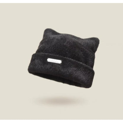 Plain Ear Fluffy Hat