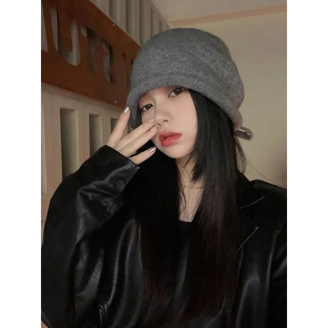 Plain Bowknot Beanie