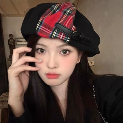 Panel Plaid Beret