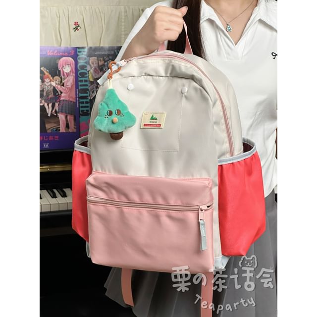 Color Block Laptop Backpack / Bag Charm / Set