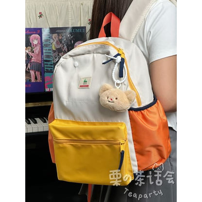 Color Block Laptop Backpack / Bag Charm / Set