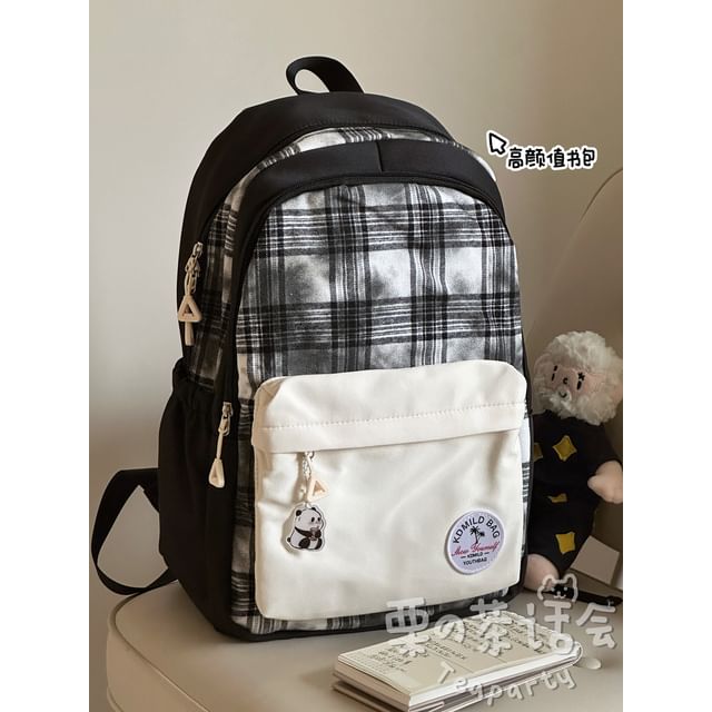 Plaid Applique Laptop Backpack / Bag Charm / Set