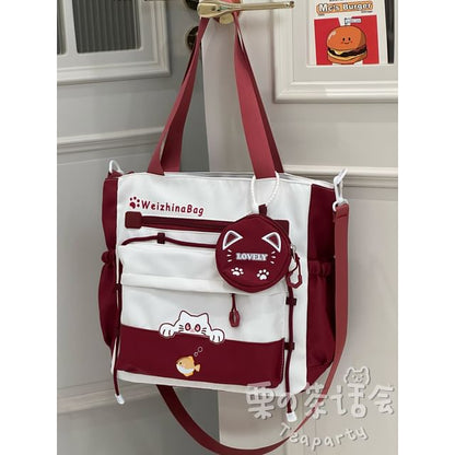 Cat Applique Crossbody Bag / Pouch / Bag Charm / Set