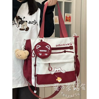 Cat Applique Crossbody Bag / Pouch / Bag Charm / Set