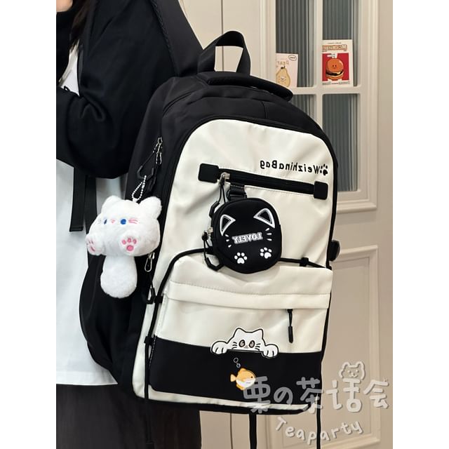 Cat Applique Laptop Backpack / Pouch / Bag Charm / Set