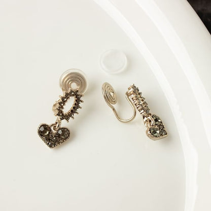 Flower Heart Rhinestone Alloy Drop Earring