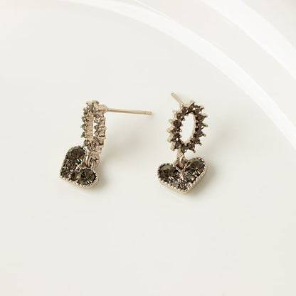 Flower Heart Rhinestone Alloy Drop Earring
