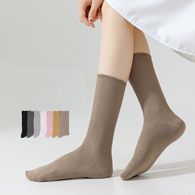 Chaussettes côtelées unies