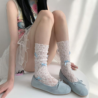 Chaussettes en dentelle avec nœud