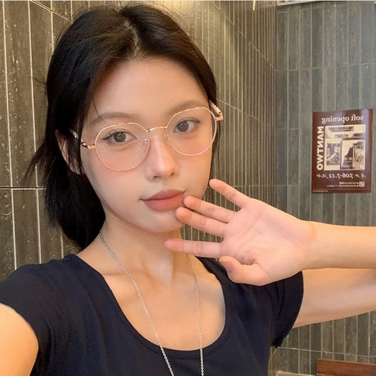 Round Metal Frame Blue Light Blocking Eyeglasses