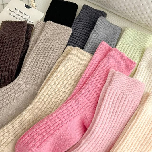 Plain Ribbed Socks Set