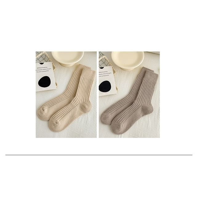 Plain Ribbed Socks Set