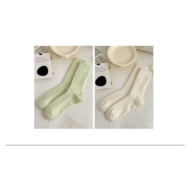 Plain Ribbed Socks Set