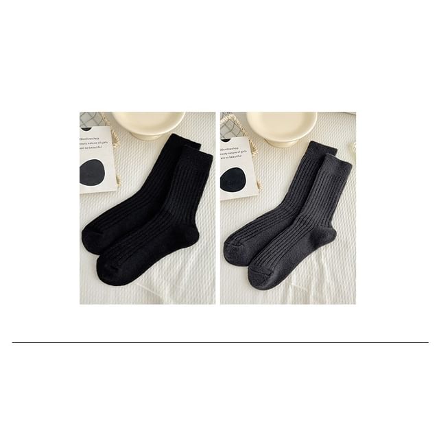 Plain Ribbed Socks Set