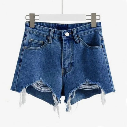 Distressed Washed Denim Shorts