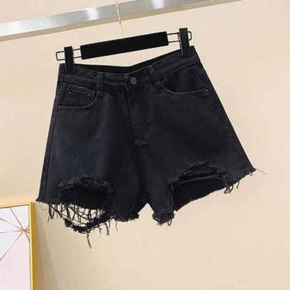 Distressed Washed Denim Shorts