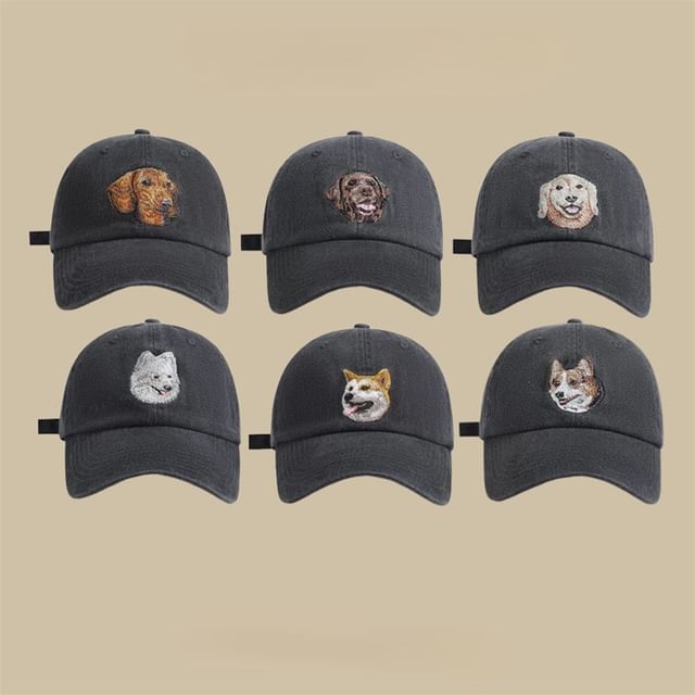 Baseball Dog Embroidered Cap