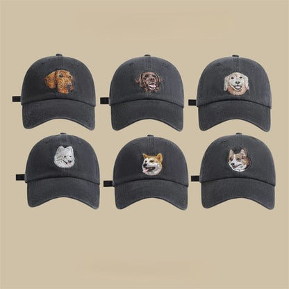 Baseball Dog Embroidered Cap