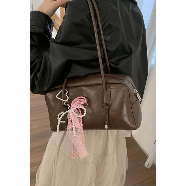 Plain Faux Leather Bowler Bag