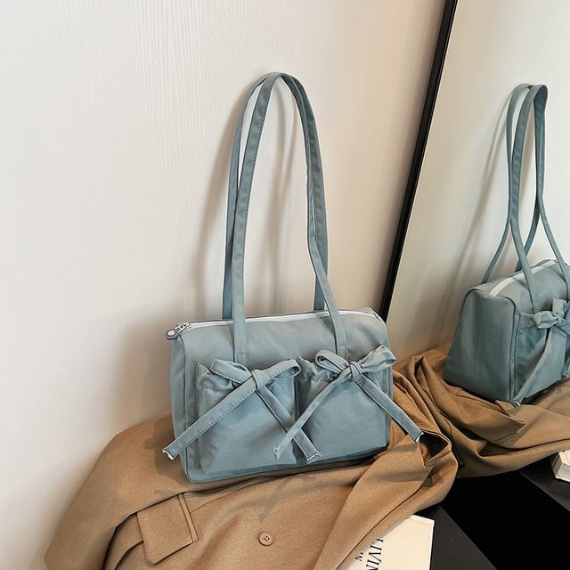 Plain Bow Nylon Tote Bag