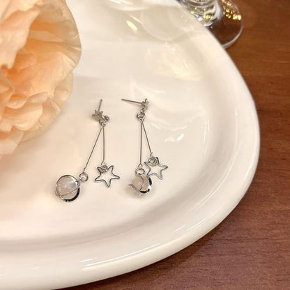 Earring Alloy Faux Star Dangle Gemstone