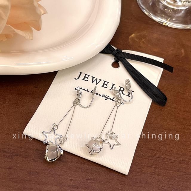Earring Alloy Faux Star Dangle Gemstone