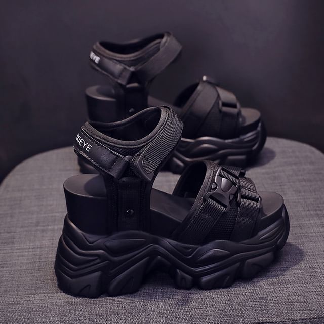Buckled Platform Wedge Sandals