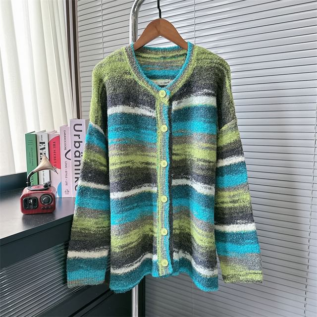 V-Neck Color Block Cardigan