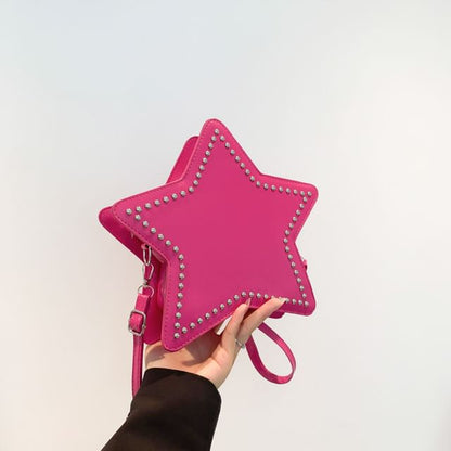 Star Studded Faux Leather Crossbody Bag