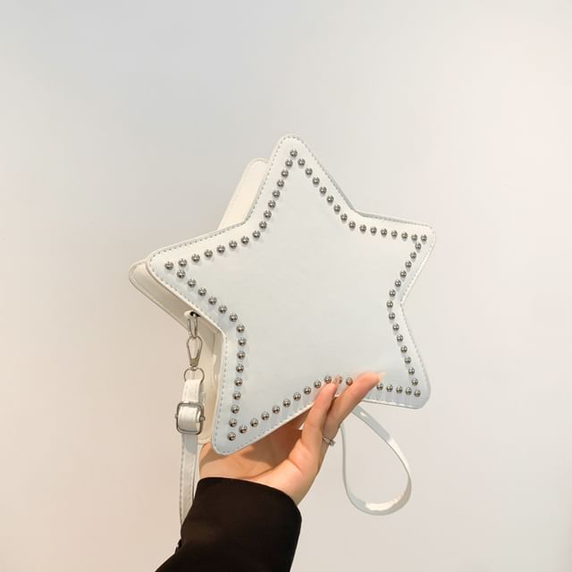 Star Studded Faux Leather Crossbody Bag