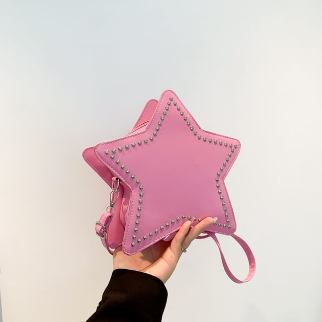 Star Studded Faux Leather Crossbody Bag