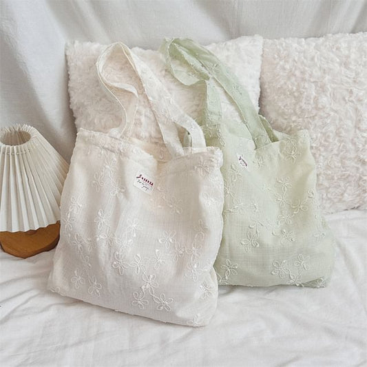 Sac fourre-tout brodé à fleurs