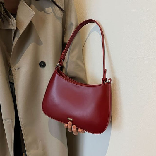 Plain Faux Leather Shoulder Bag