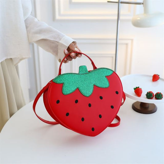 Strawberry Faux Leather Crossbody Bag