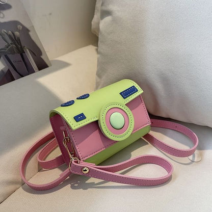 Color Block Camera Flap Crossbody Bag
