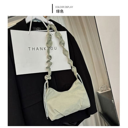Ruched Strap Plain Crossbody Bag