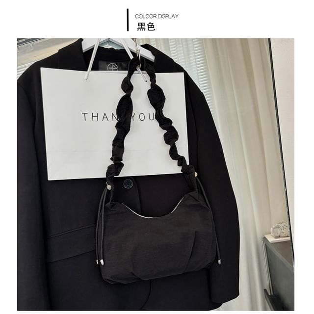 Ruched Strap Plain Crossbody Bag