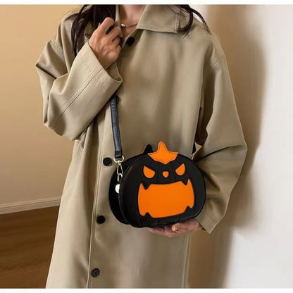 Pumpkin Faux Leather Crossbody Bag